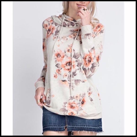 Floral Hoodie in Oatmeal - Picture 3 of 6